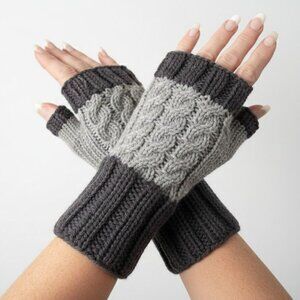 Gray Tones Fingerless Gloves Mittens Handmade For Women and Men